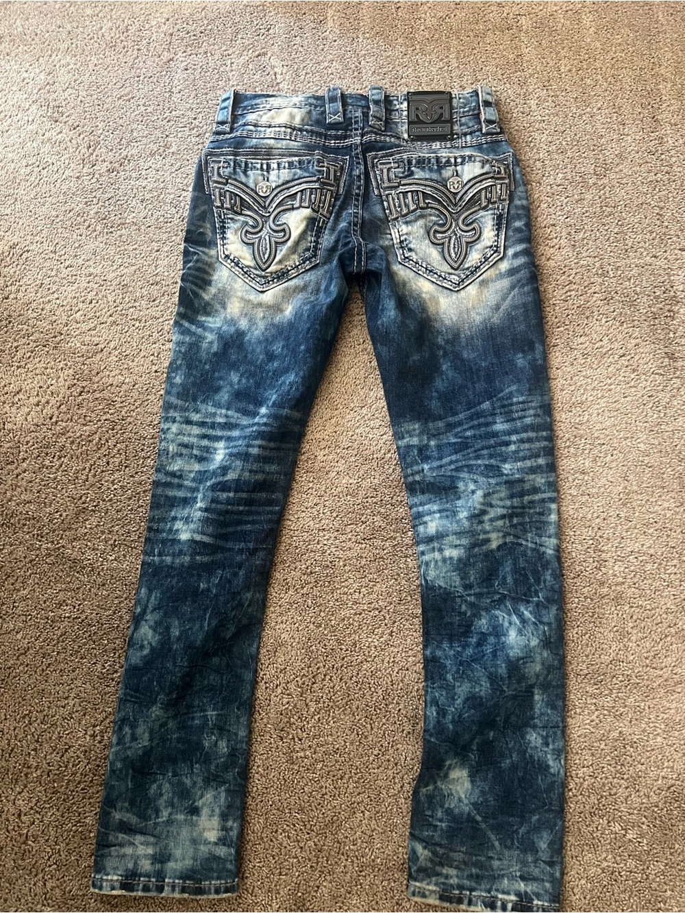 Rock Revival Men's Acid Wash Blue Skinny Jeans